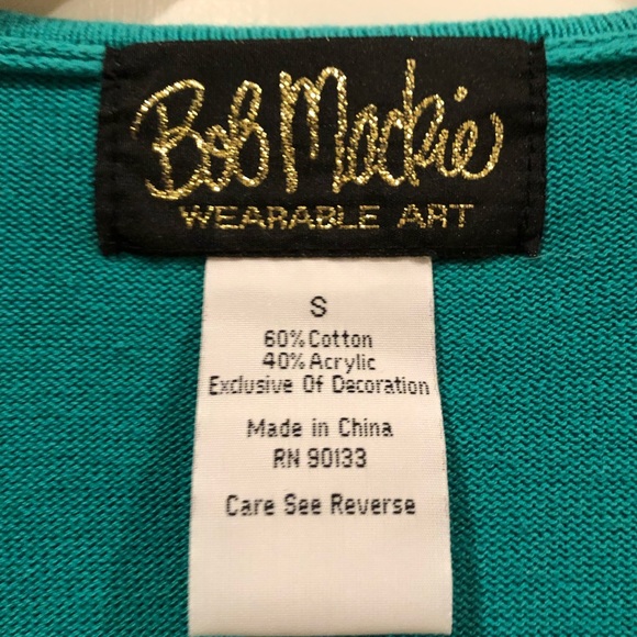 BOHO Bob Mackie Turquoise Green Top Size Small NWT - Picture 7 of 8